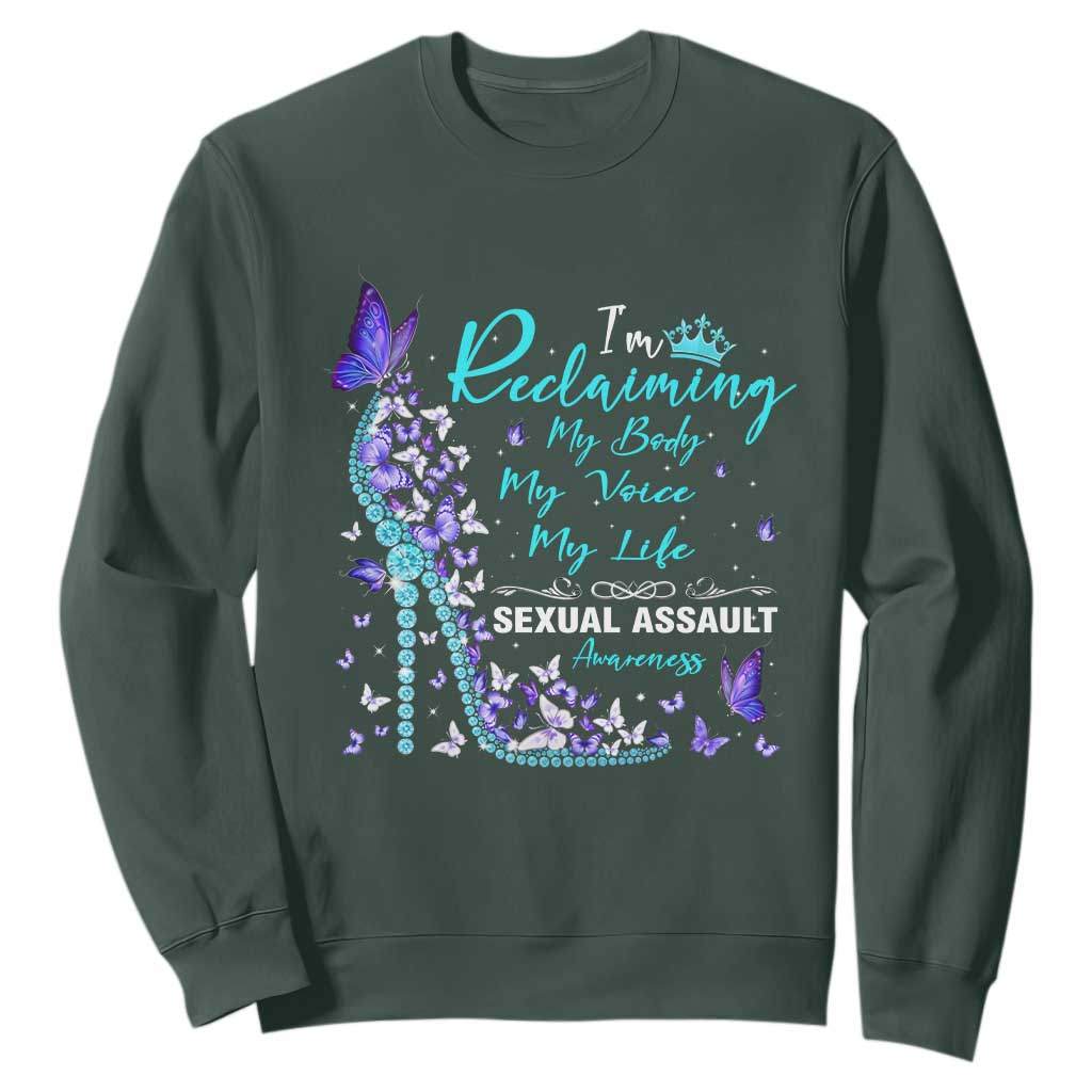 Sexual Assault Prevention Support Sweatshirt I Am Reclaiming My Body My Voice My Life Womens Rights