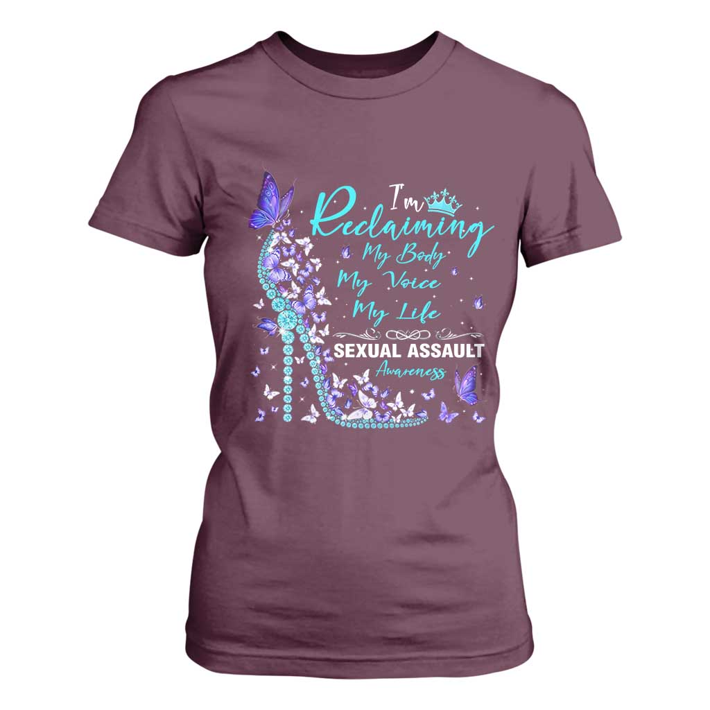 Sexual Assault Prevention Support T Shirt For Women I Am Reclaiming My Body My Voice My Life Womens Rights
