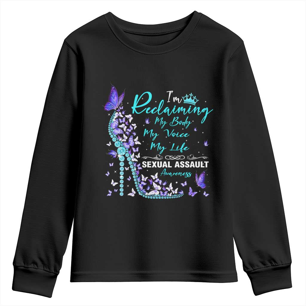 Sexual Assault Prevention Support Youth Sweatshirt I Am Reclaiming My Body My Voice My Life Womens Rights