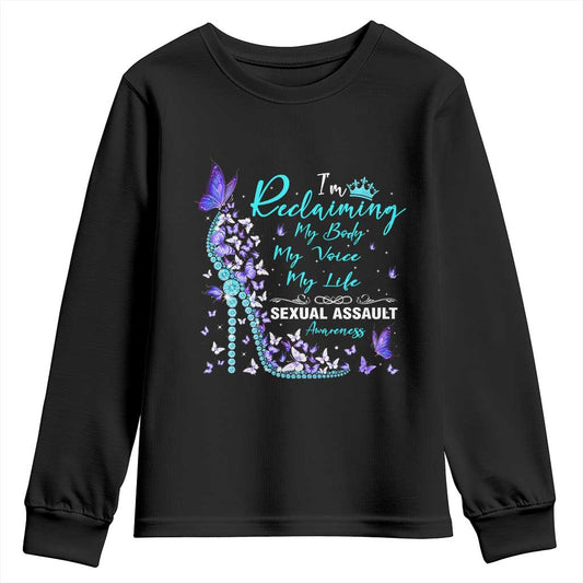 Sexual Assault Prevention Support Youth Sweatshirt I Am Reclaiming My Body My Voice My Life Womens Rights