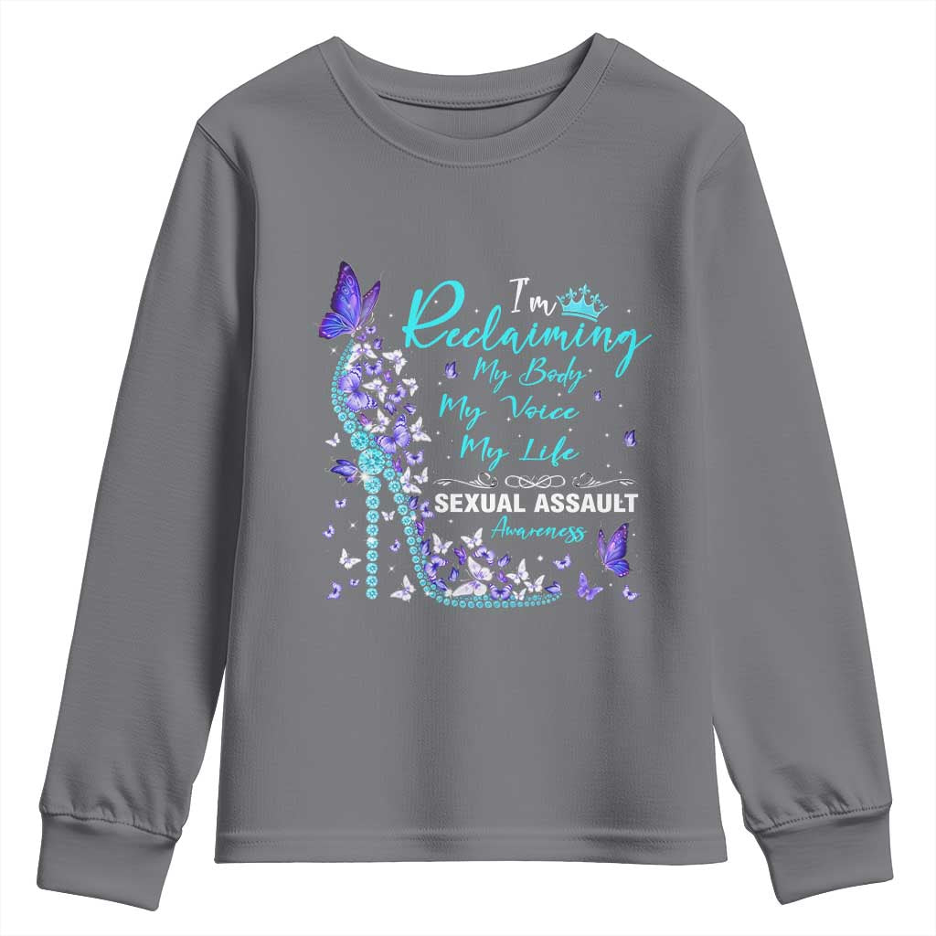 Sexual Assault Prevention Support Youth Sweatshirt I Am Reclaiming My Body My Voice My Life Womens Rights