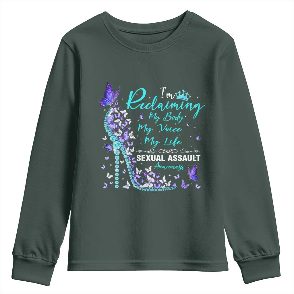 Sexual Assault Prevention Support Youth Sweatshirt I Am Reclaiming My Body My Voice My Life Womens Rights