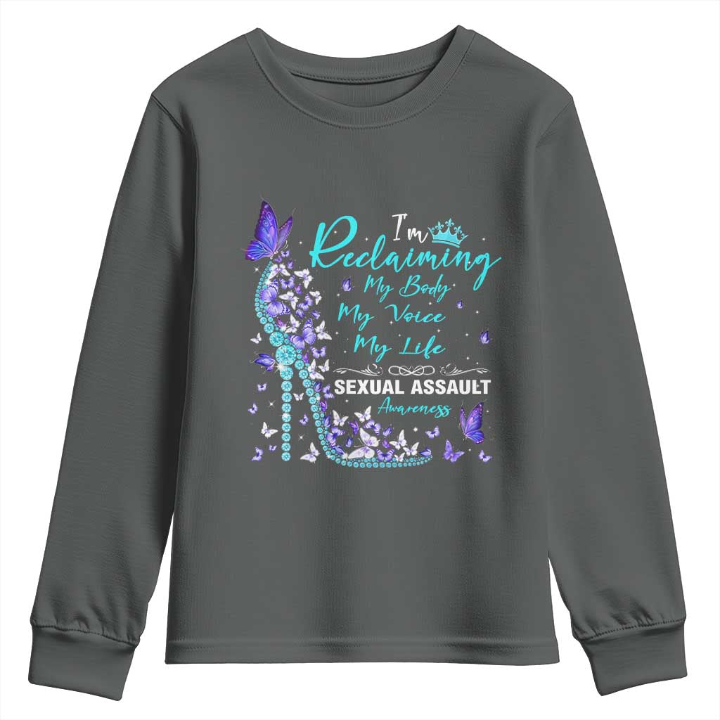 Sexual Assault Prevention Support Youth Sweatshirt I Am Reclaiming My Body My Voice My Life Womens Rights