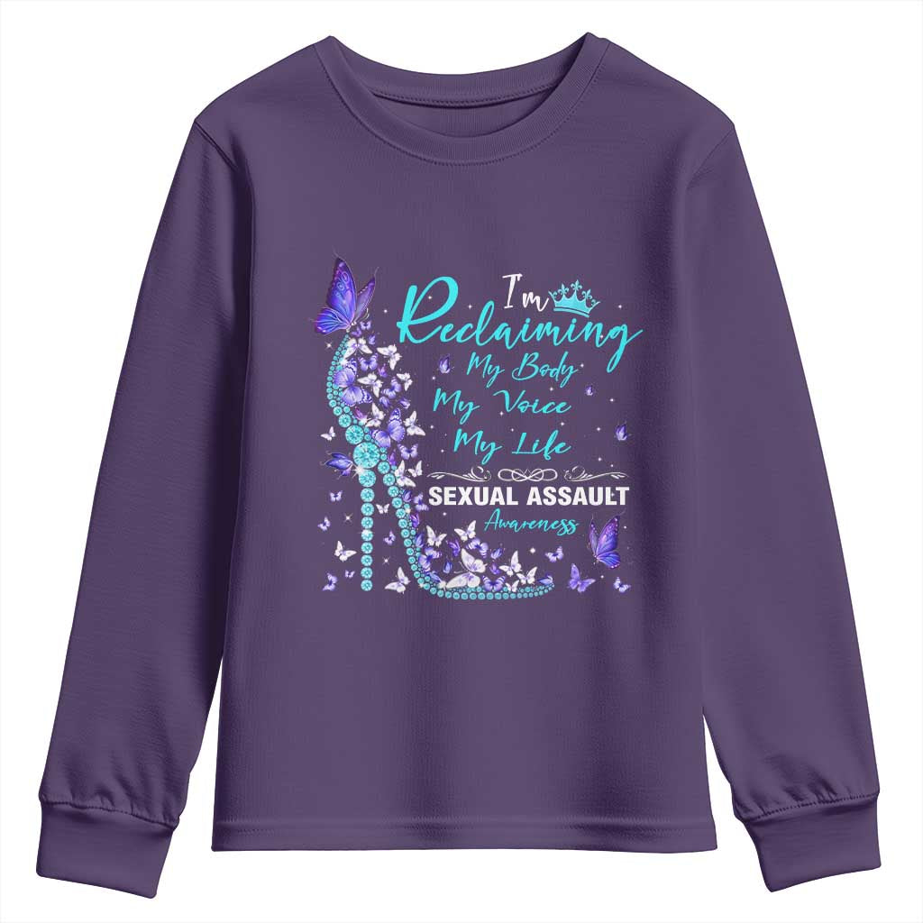 Sexual Assault Prevention Support Youth Sweatshirt I Am Reclaiming My Body My Voice My Life Womens Rights