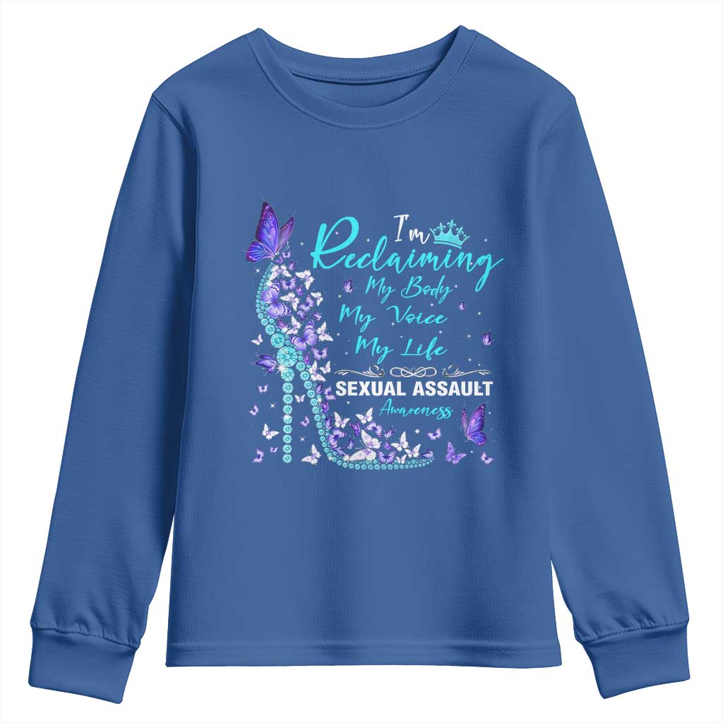 Sexual Assault Prevention Support Youth Sweatshirt I Am Reclaiming My Body My Voice My Life Womens Rights