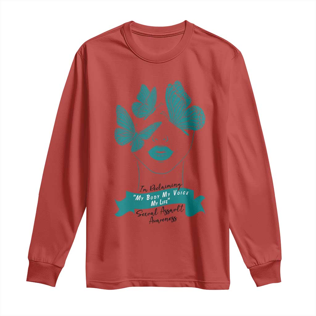Sexual Assault Prevention Support Long Sleeve Shirt I Am Reclaiming My Body My Voice My Life