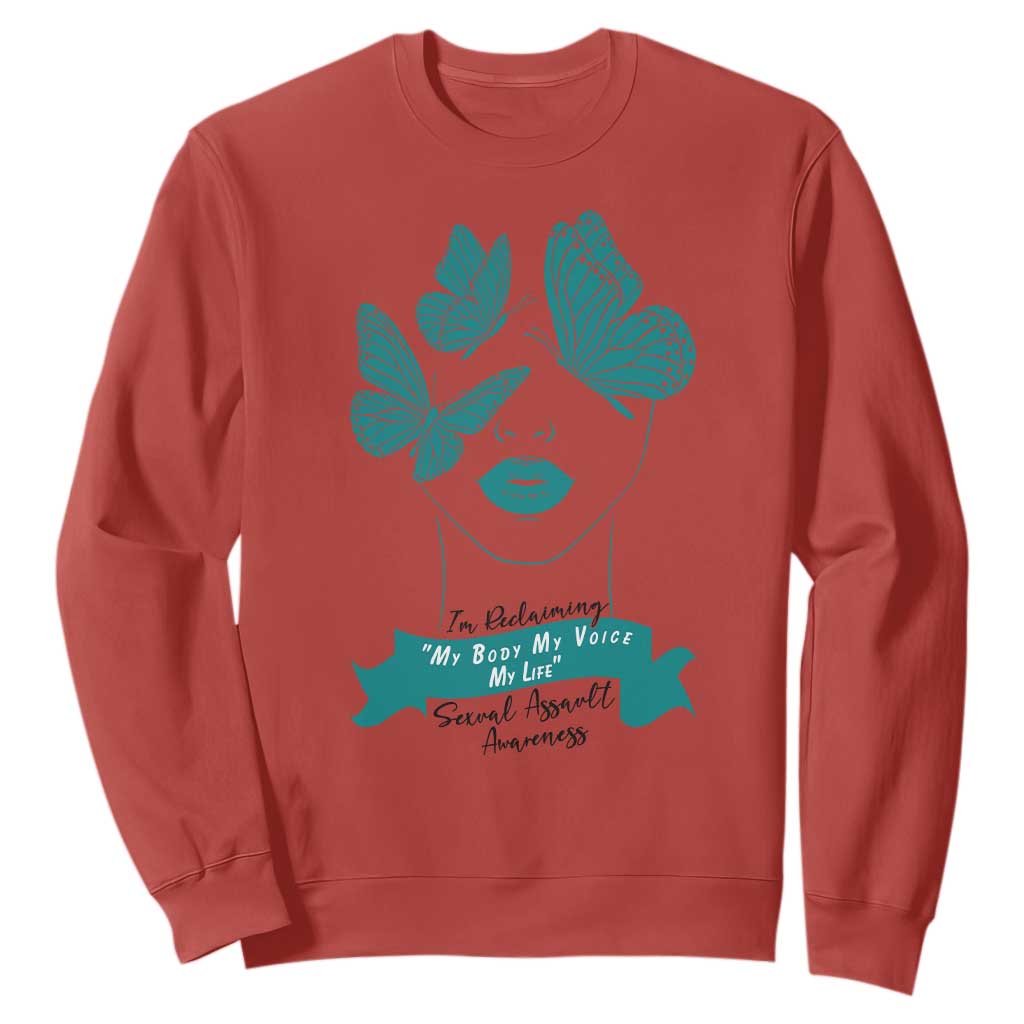 Sexual Assault Prevention Support Sweatshirt I Am Reclaiming My Body My Voice My Life