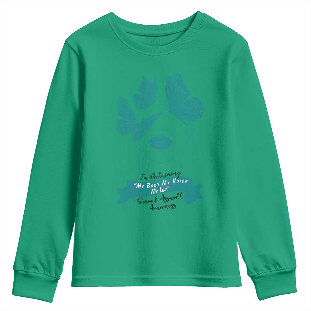 Sexual Assault Prevention Support Youth Sweatshirt I Am Reclaiming My Body My Voice My Life