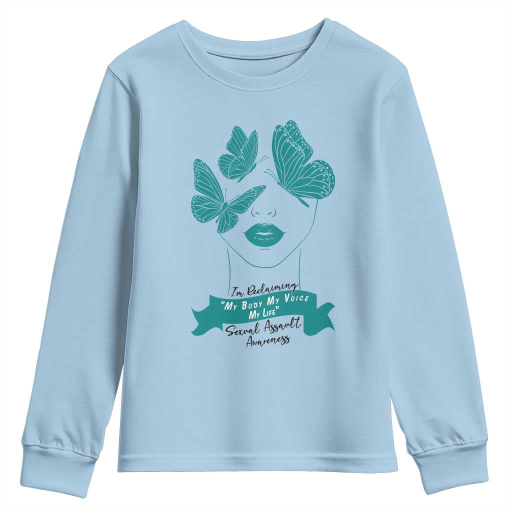 Sexual Assault Prevention Support Youth Sweatshirt I Am Reclaiming My Body My Voice My Life