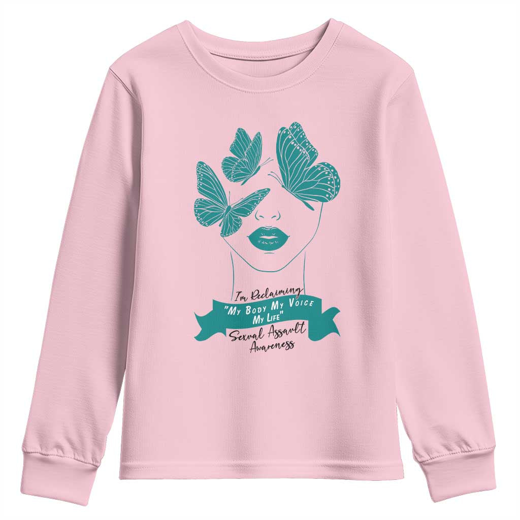 Sexual Assault Prevention Support Youth Sweatshirt I Am Reclaiming My Body My Voice My Life