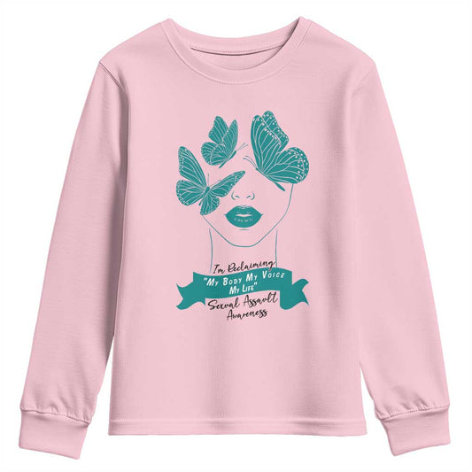 Sexual Assault Prevention Support Youth Sweatshirt I Am Reclaiming My Body My Voice My Life
