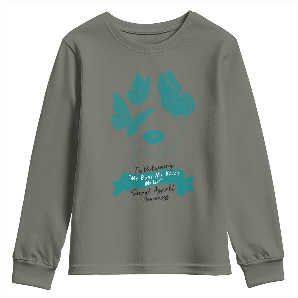 Sexual Assault Prevention Support Youth Sweatshirt I Am Reclaiming My Body My Voice My Life