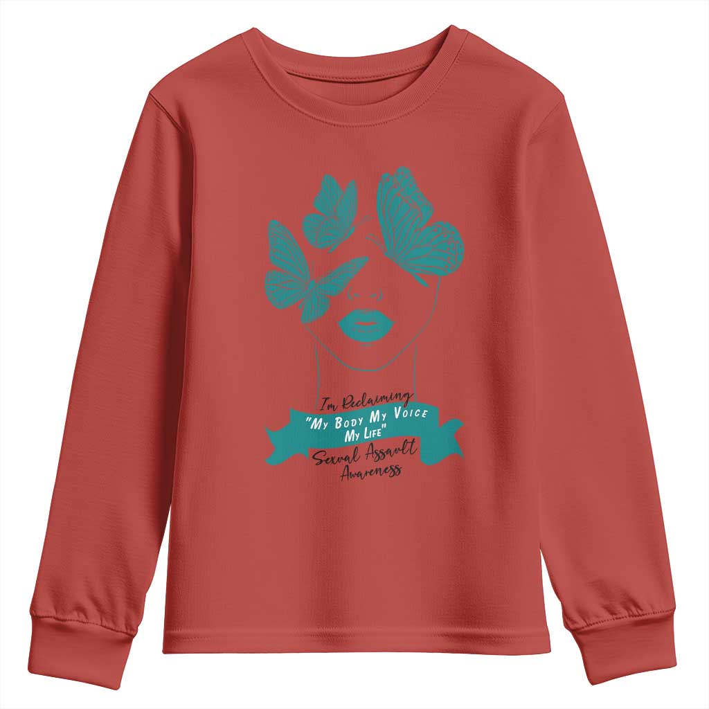 Sexual Assault Prevention Support Youth Sweatshirt I Am Reclaiming My Body My Voice My Life