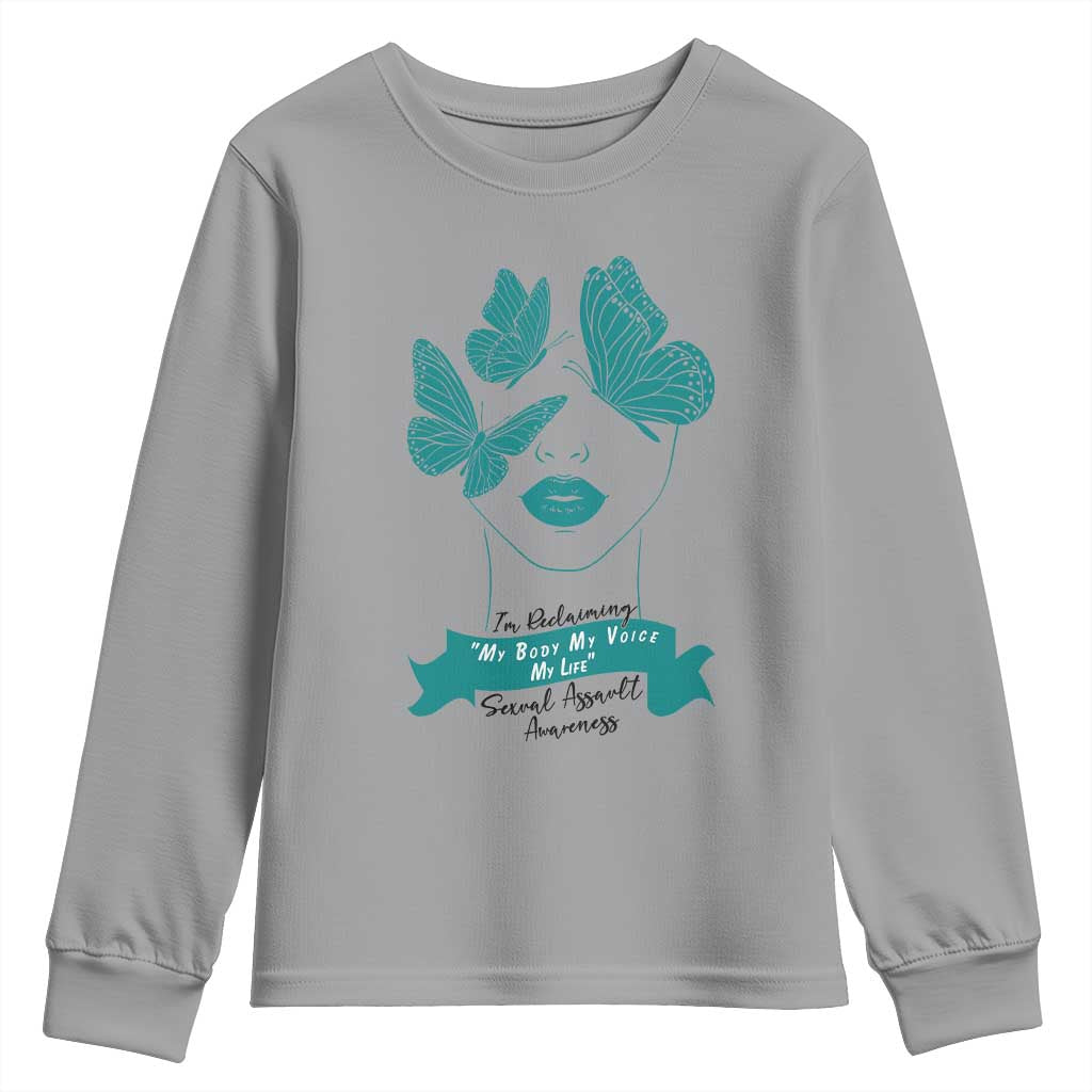 Sexual Assault Prevention Support Youth Sweatshirt I Am Reclaiming My Body My Voice My Life