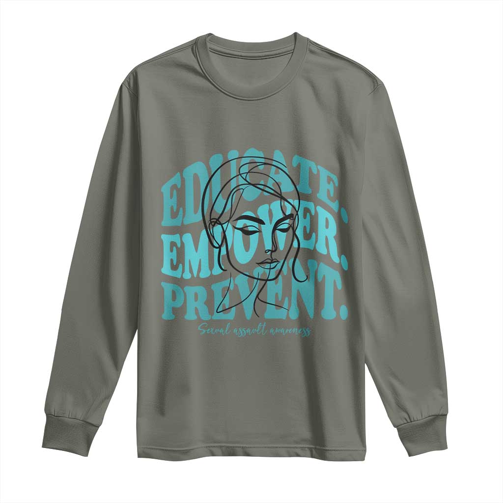 Sexual Assault Prevention Support Long Sleeve Shirt Educate Empower Prevent Women's Right