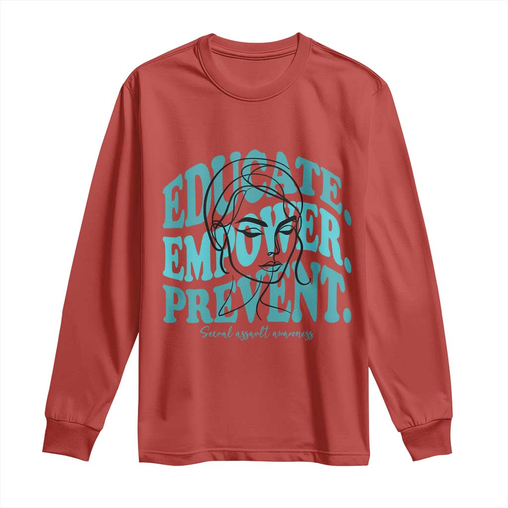 Sexual Assault Prevention Support Long Sleeve Shirt Educate Empower Prevent Women's Right