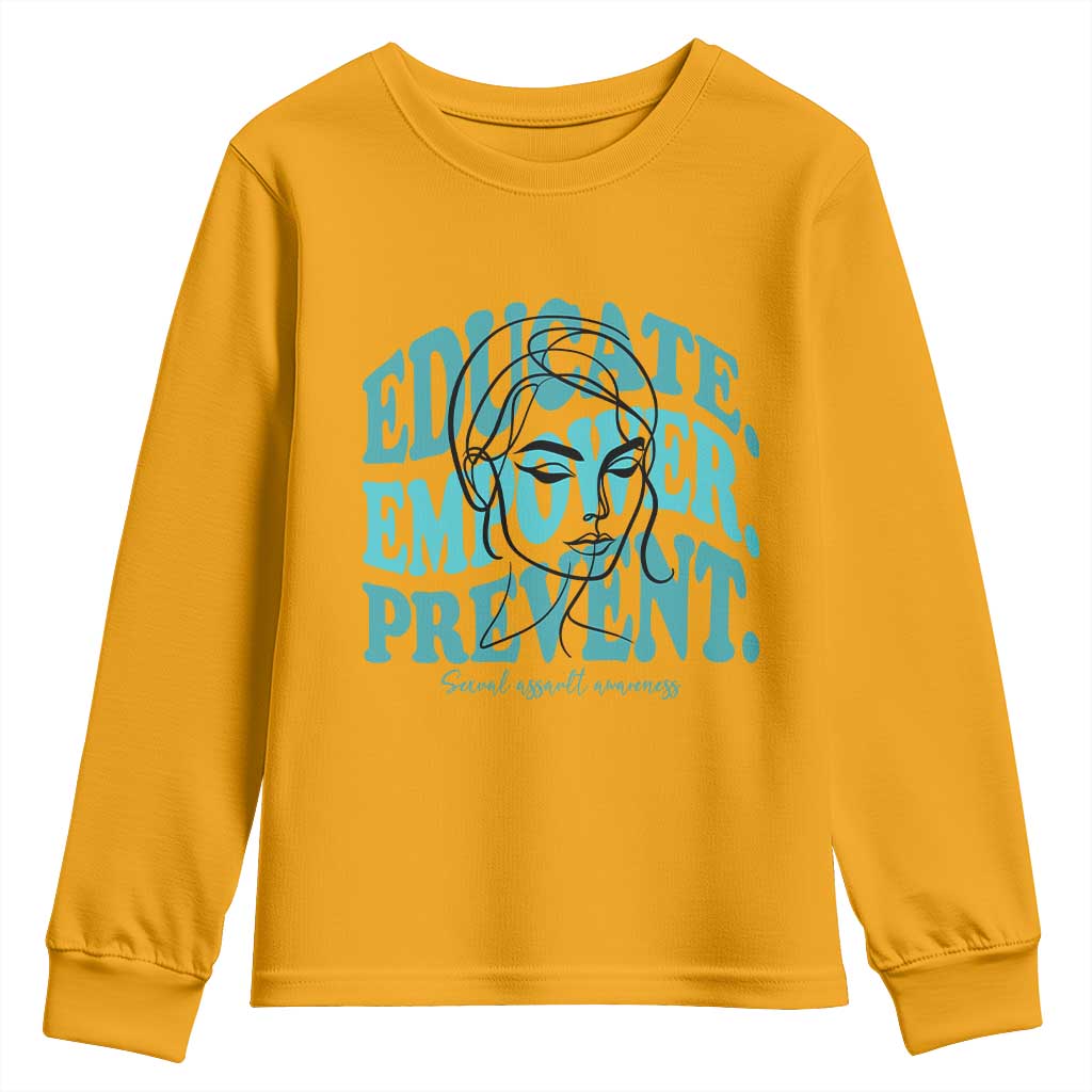 Sexual Assault Prevention Support Youth Sweatshirt Educate Empower Prevent Women's Right