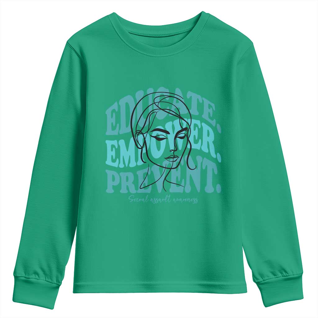 Sexual Assault Prevention Support Youth Sweatshirt Educate Empower Prevent Women's Right