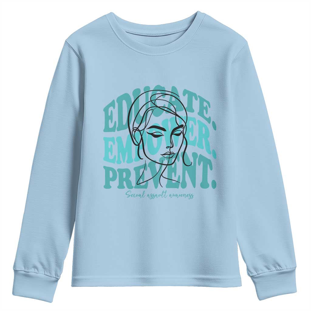 Sexual Assault Prevention Support Youth Sweatshirt Educate Empower Prevent Women's Right