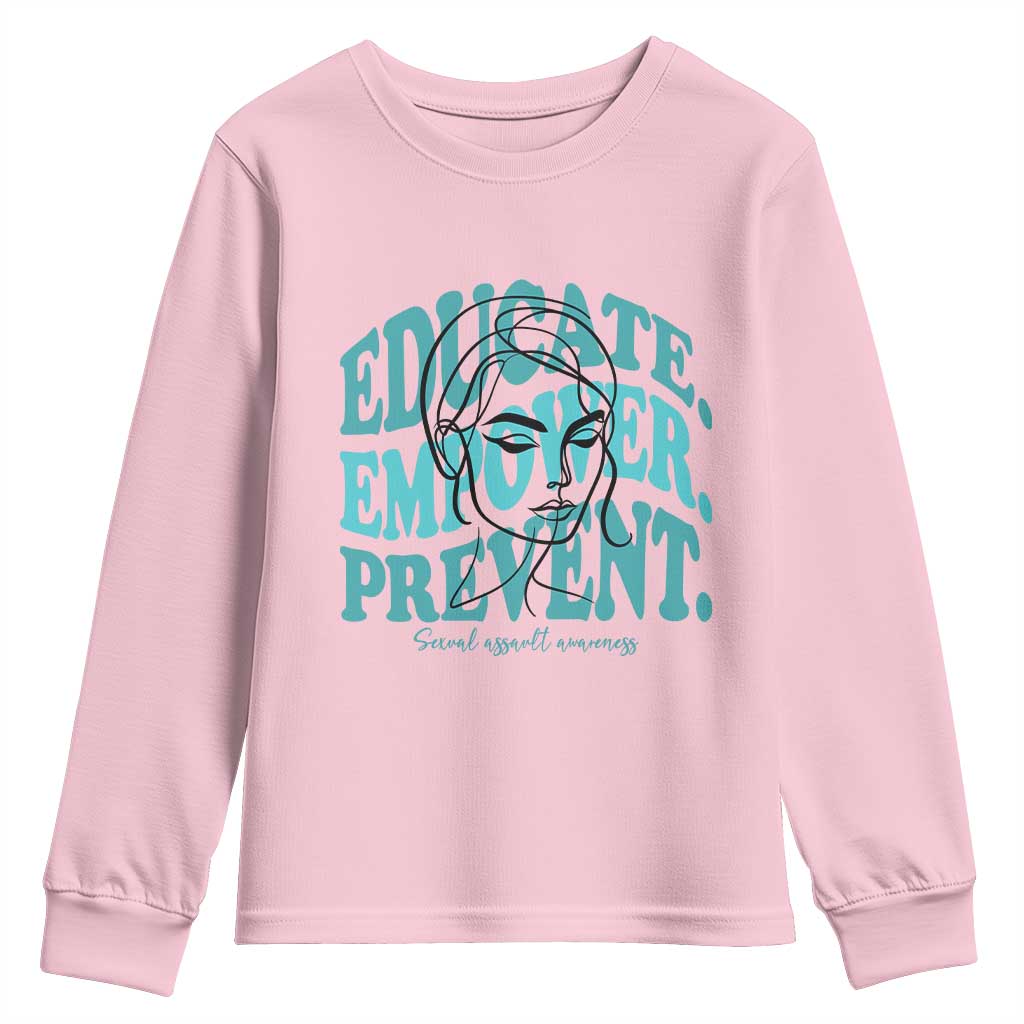 Sexual Assault Prevention Support Youth Sweatshirt Educate Empower Prevent Women's Right