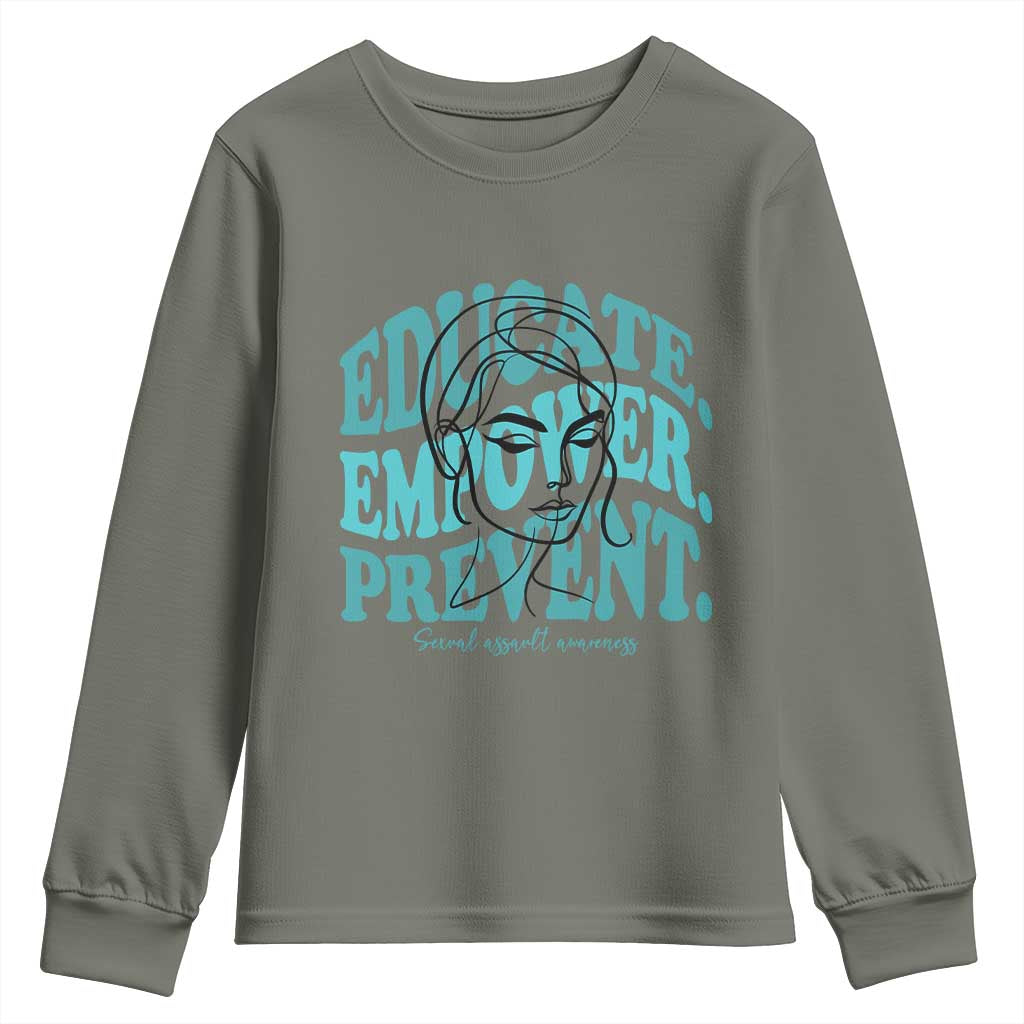 Sexual Assault Prevention Support Youth Sweatshirt Educate Empower Prevent Women's Right