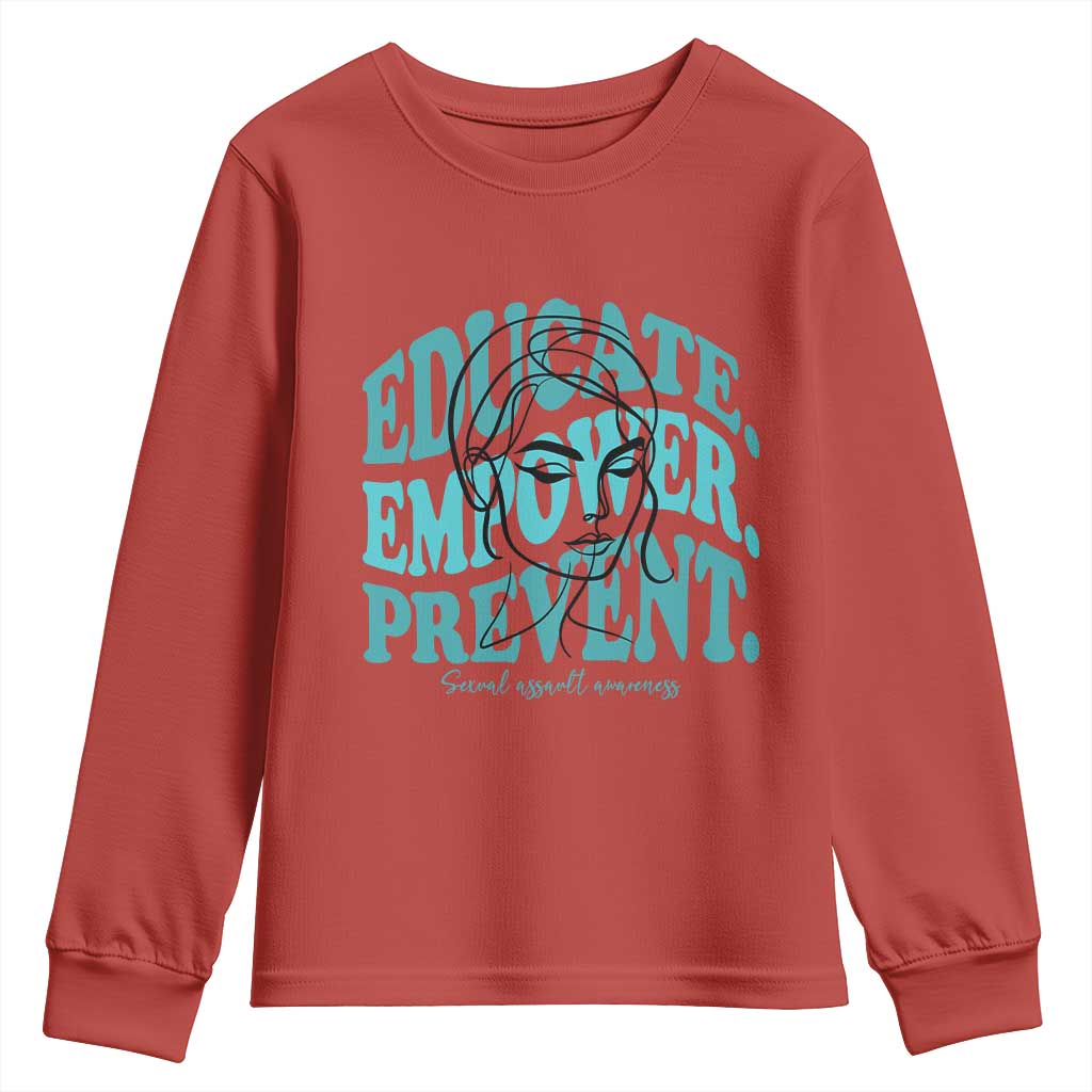 Sexual Assault Prevention Support Youth Sweatshirt Educate Empower Prevent Women's Right