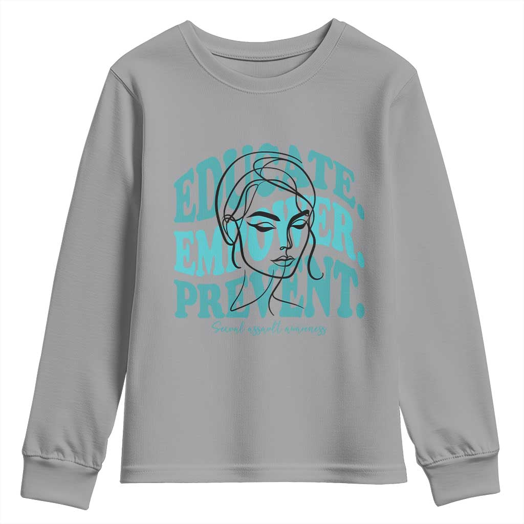 Sexual Assault Prevention Support Youth Sweatshirt Educate Empower Prevent Women's Right