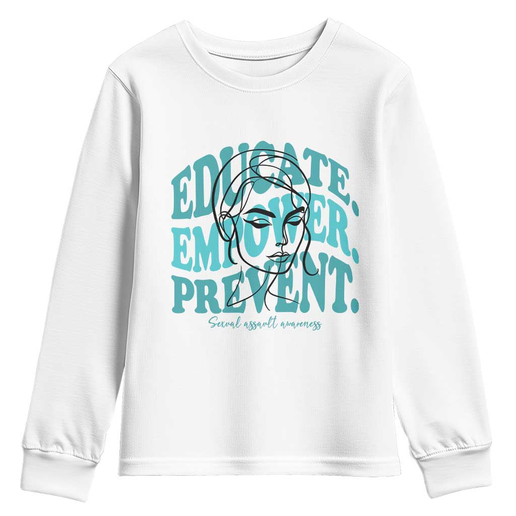 Sexual Assault Prevention Support Youth Sweatshirt Educate Empower Prevent Women's Right