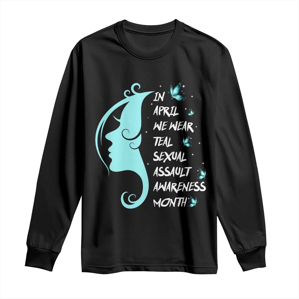 Sexual Assault Prevention Support Long Sleeve Shirt In April We Wear Teal Ribbon