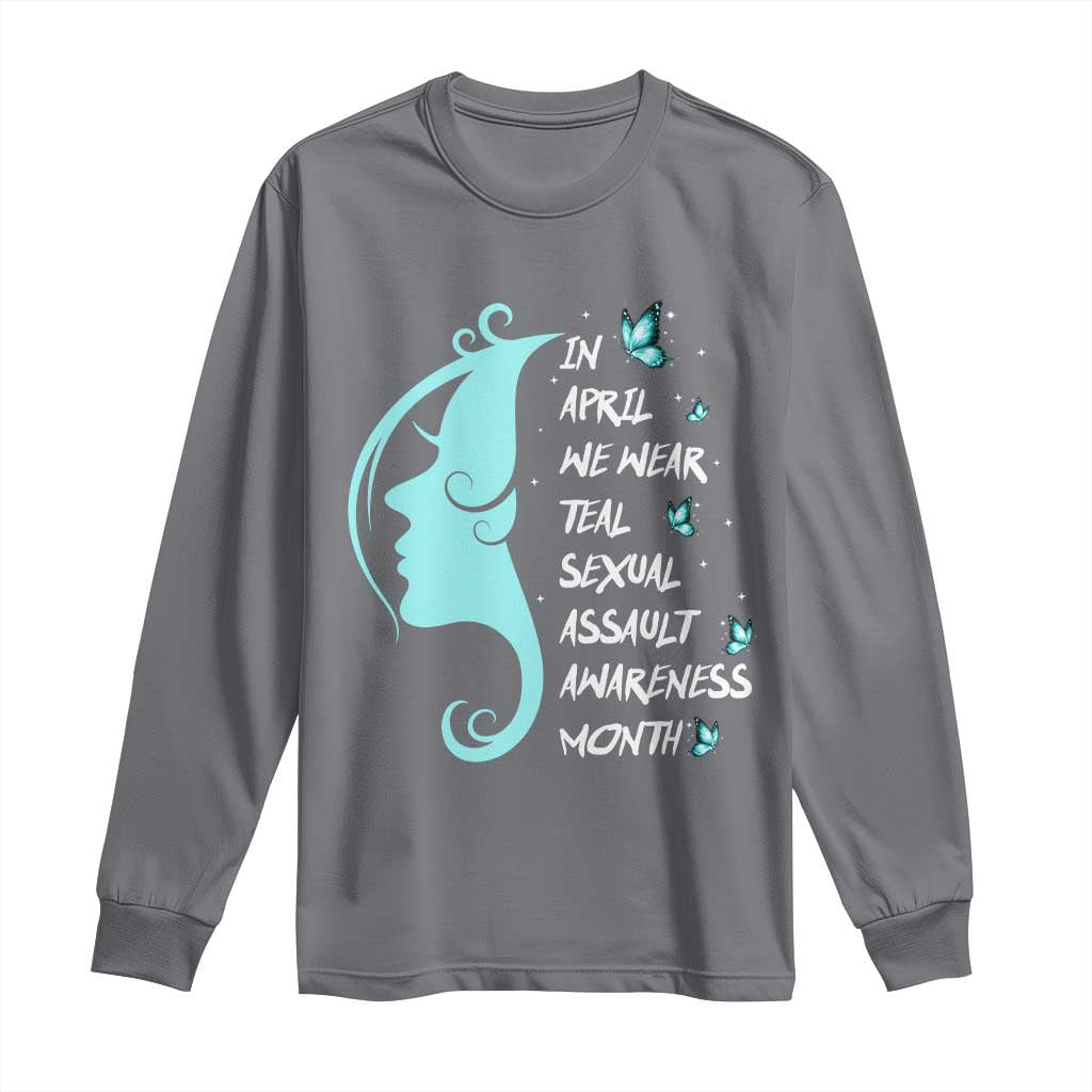 Sexual Assault Prevention Support Long Sleeve Shirt In April We Wear Teal Ribbon
