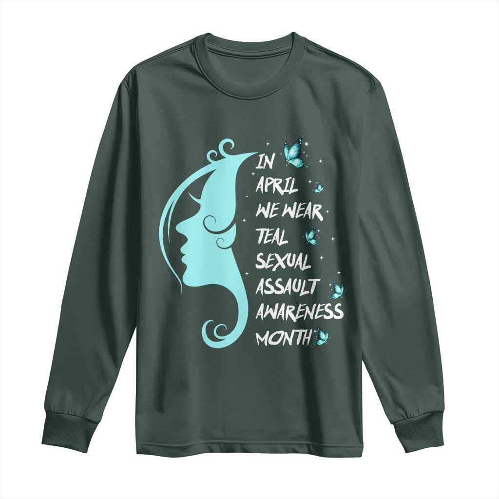 Sexual Assault Prevention Support Long Sleeve Shirt In April We Wear Teal Ribbon