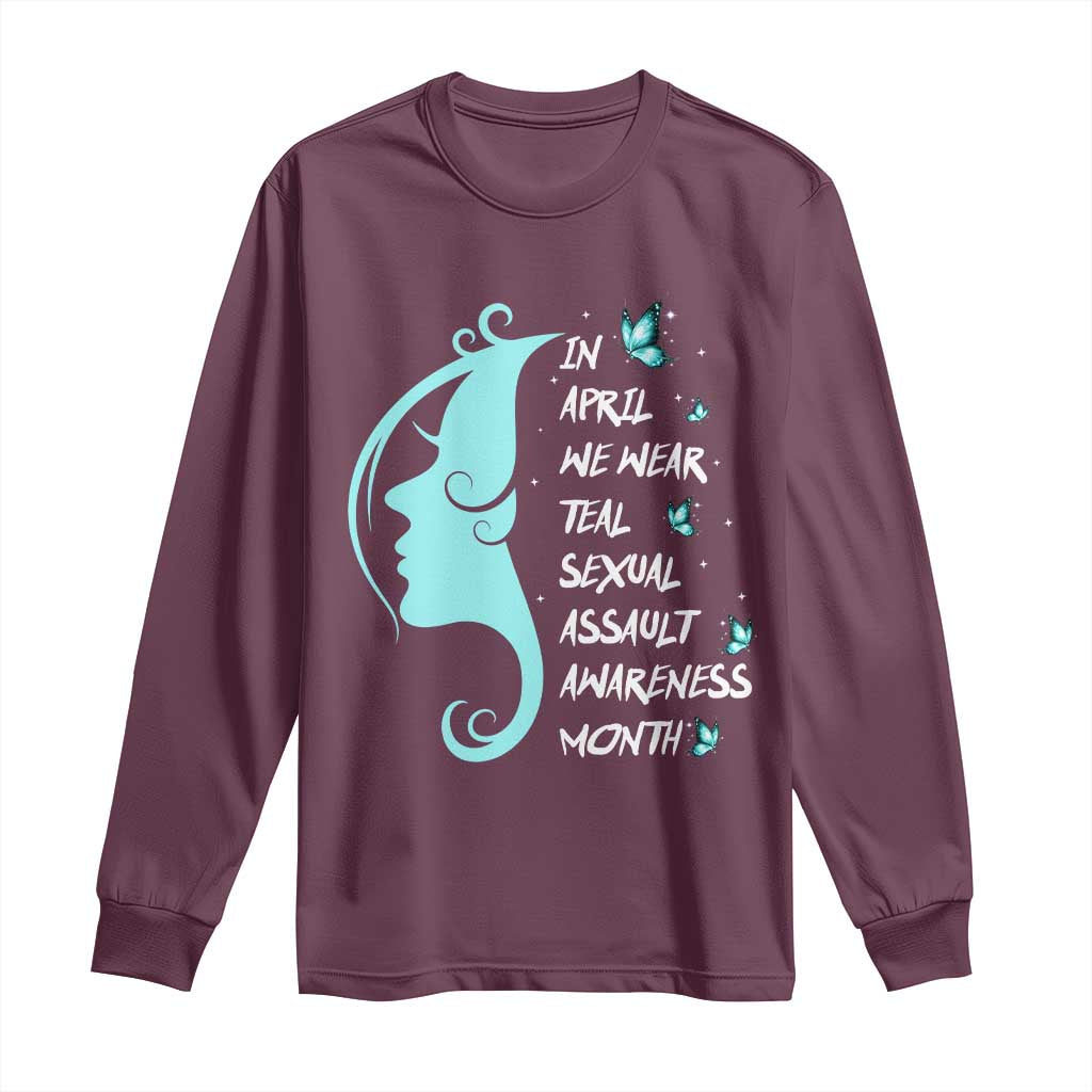 Sexual Assault Prevention Support Long Sleeve Shirt In April We Wear Teal Ribbon
