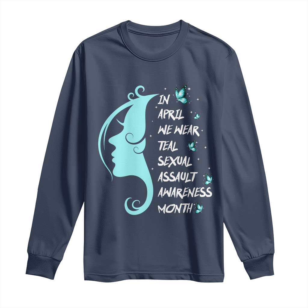 Sexual Assault Prevention Support Long Sleeve Shirt In April We Wear Teal Ribbon