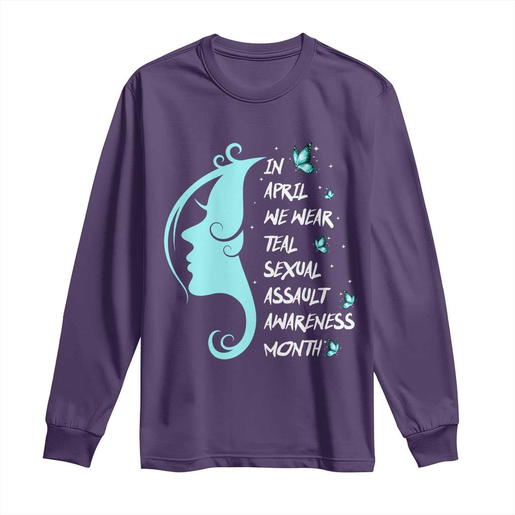 Sexual Assault Prevention Support Long Sleeve Shirt In April We Wear Teal Ribbon