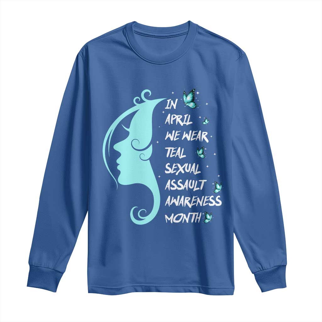 Sexual Assault Prevention Support Long Sleeve Shirt In April We Wear Teal Ribbon