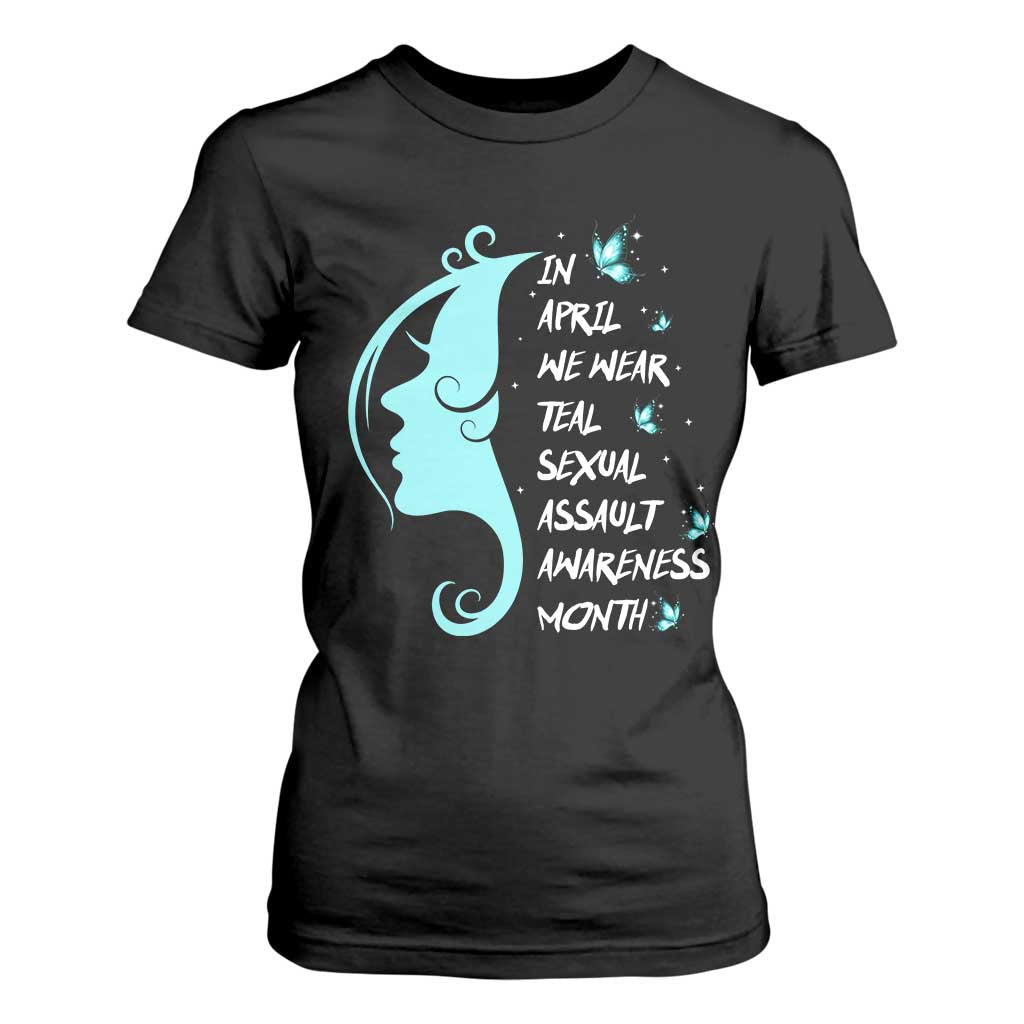 Sexual Assault Prevention Support T Shirt For Women In April We Wear Teal Ribbon