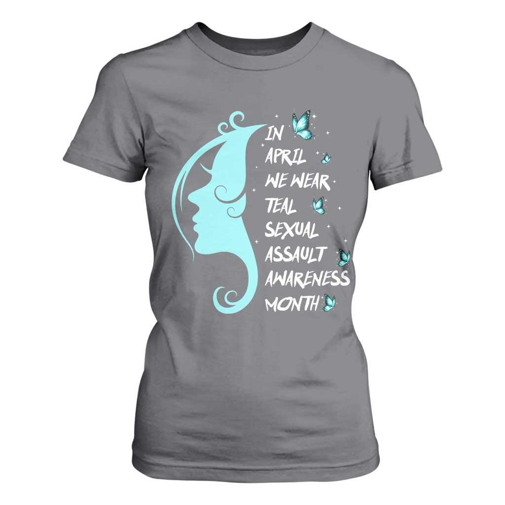Sexual Assault Prevention Support T Shirt For Women In April We Wear Teal Ribbon