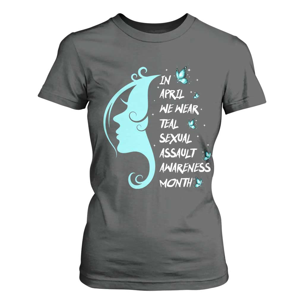 Sexual Assault Prevention Support T Shirt For Women In April We Wear Teal Ribbon
