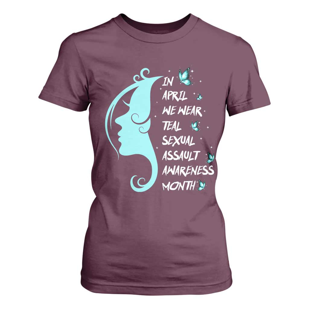 Sexual Assault Prevention Support T Shirt For Women In April We Wear Teal Ribbon
