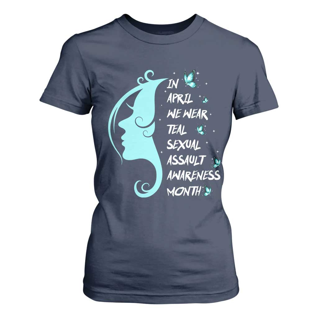 Sexual Assault Prevention Support T Shirt For Women In April We Wear Teal Ribbon