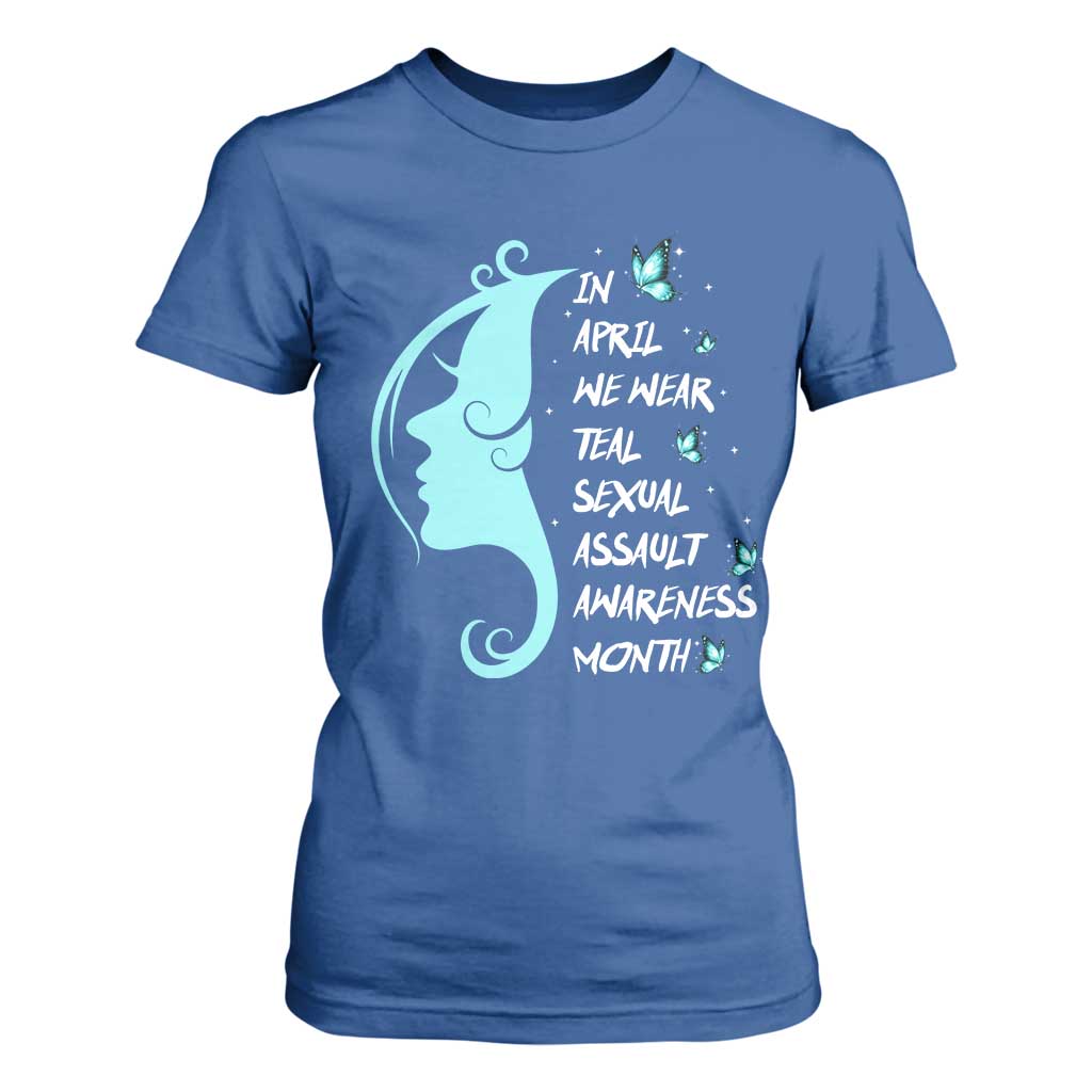 Sexual Assault Prevention Support T Shirt For Women In April We Wear Teal Ribbon