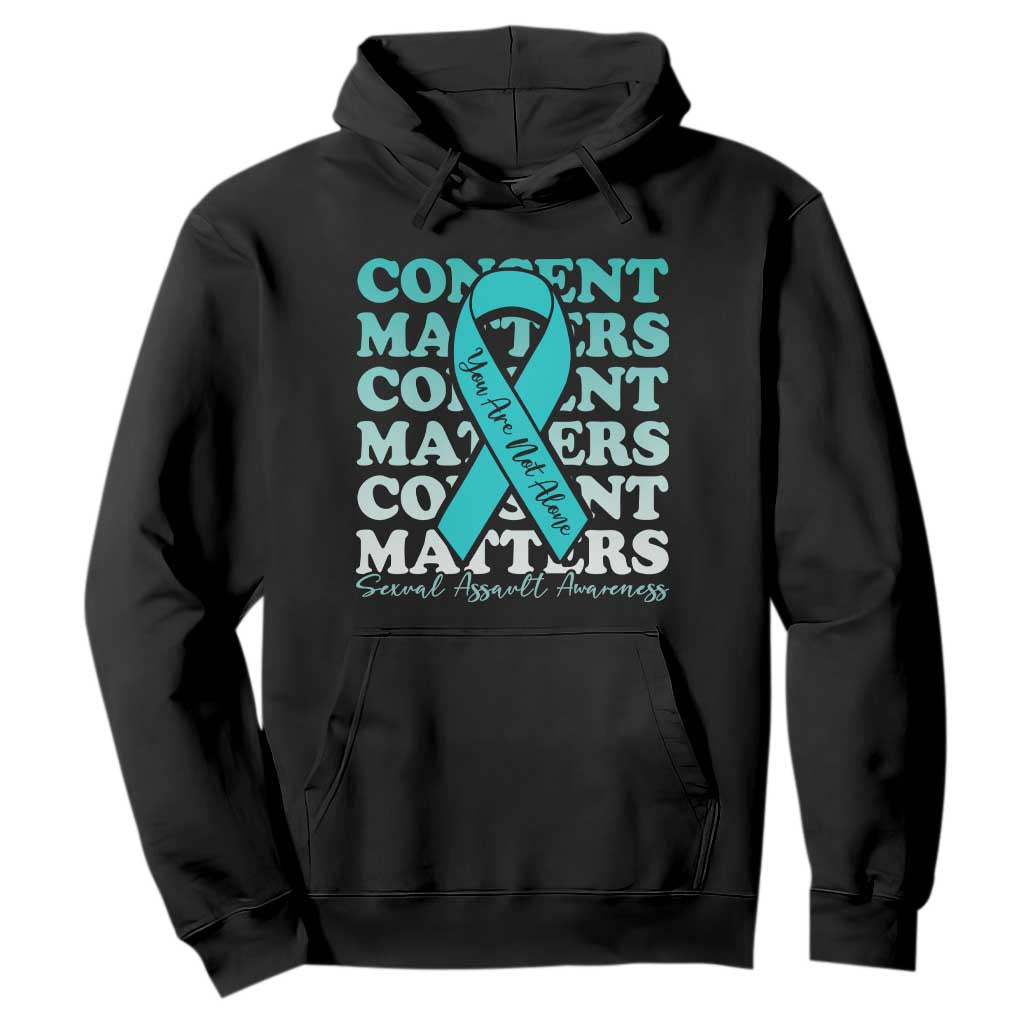 Sexual Assault Prevention Support Hoodie Teal Ribbon Consent Matters You Are Not Alone