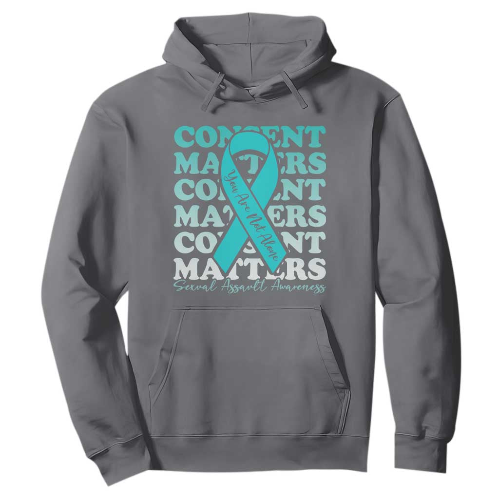 Sexual Assault Prevention Support Hoodie Teal Ribbon Consent Matters You Are Not Alone