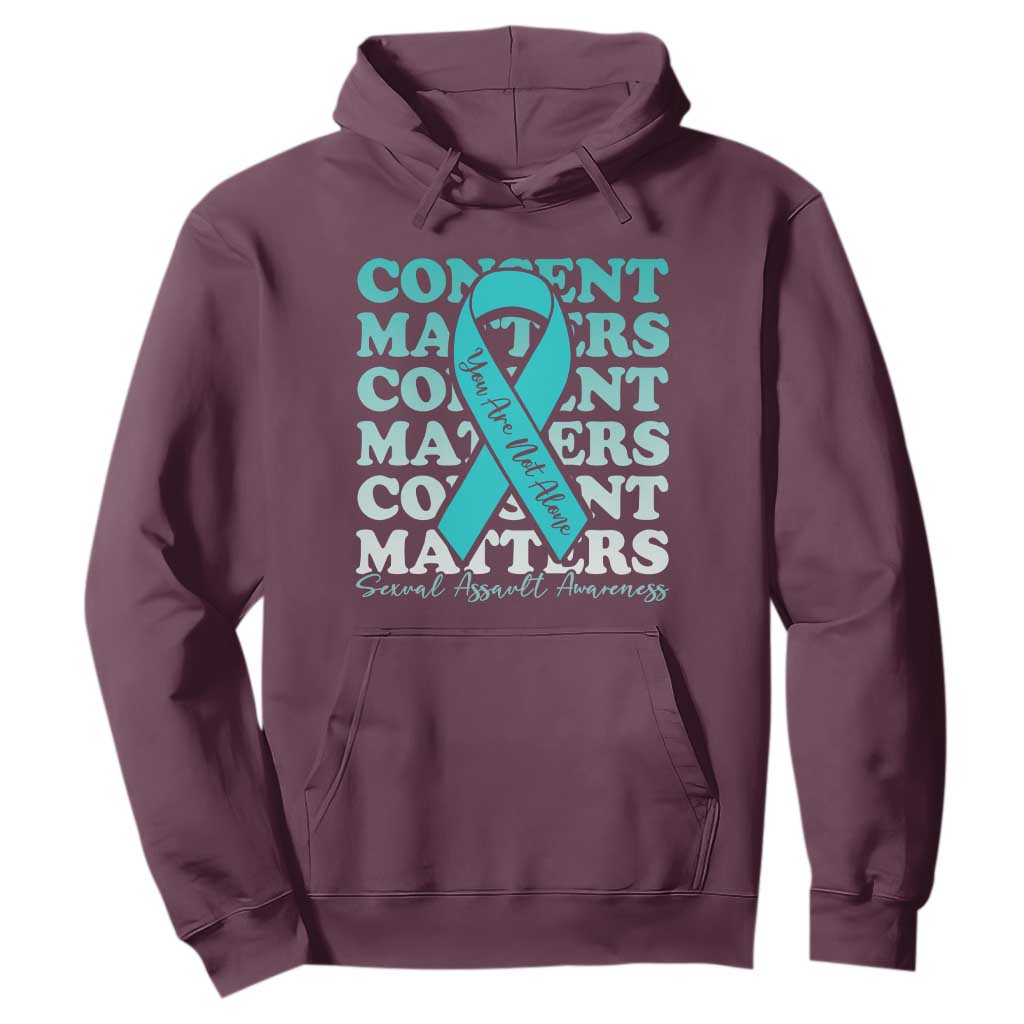 Sexual Assault Prevention Support Hoodie Teal Ribbon Consent Matters You Are Not Alone