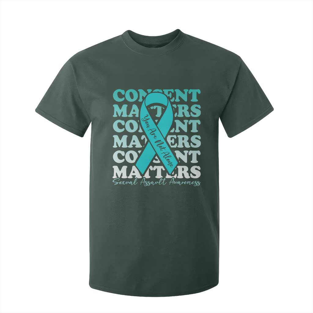 Sexual Assault Prevention Support T Shirt For Kid Teal Ribbon Consent Matters You Are Not Alone