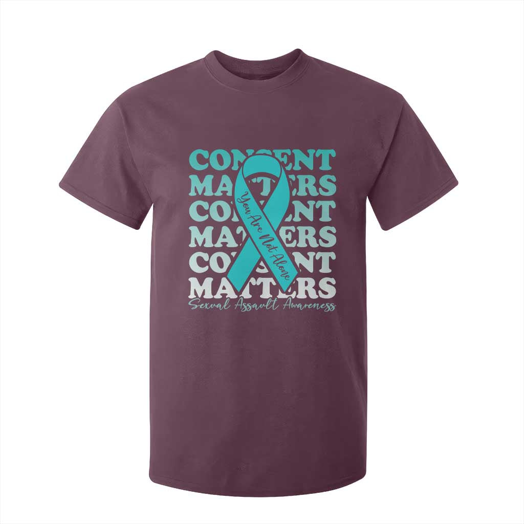 Sexual Assault Prevention Support T Shirt For Kid Teal Ribbon Consent Matters You Are Not Alone