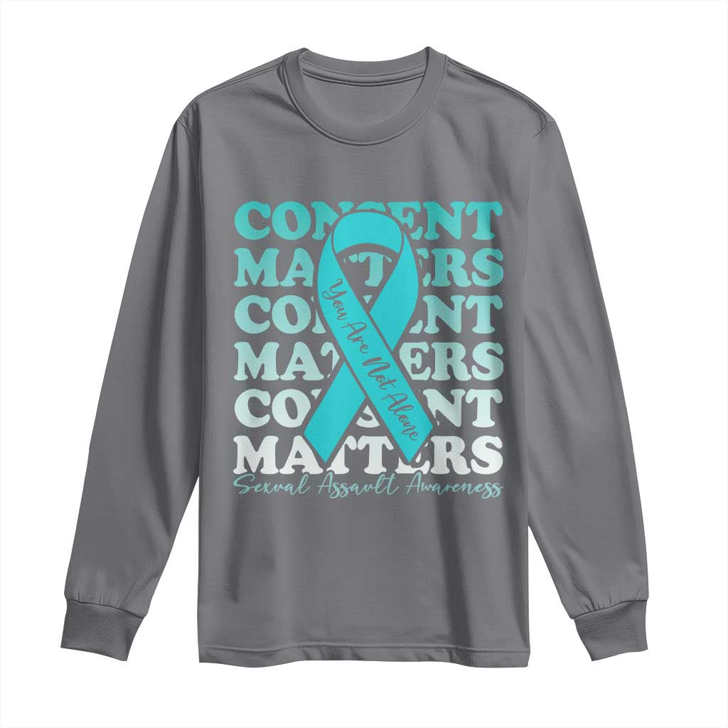 Sexual Assault Prevention Support Long Sleeve Shirt Teal Ribbon Consent Matters You Are Not Alone