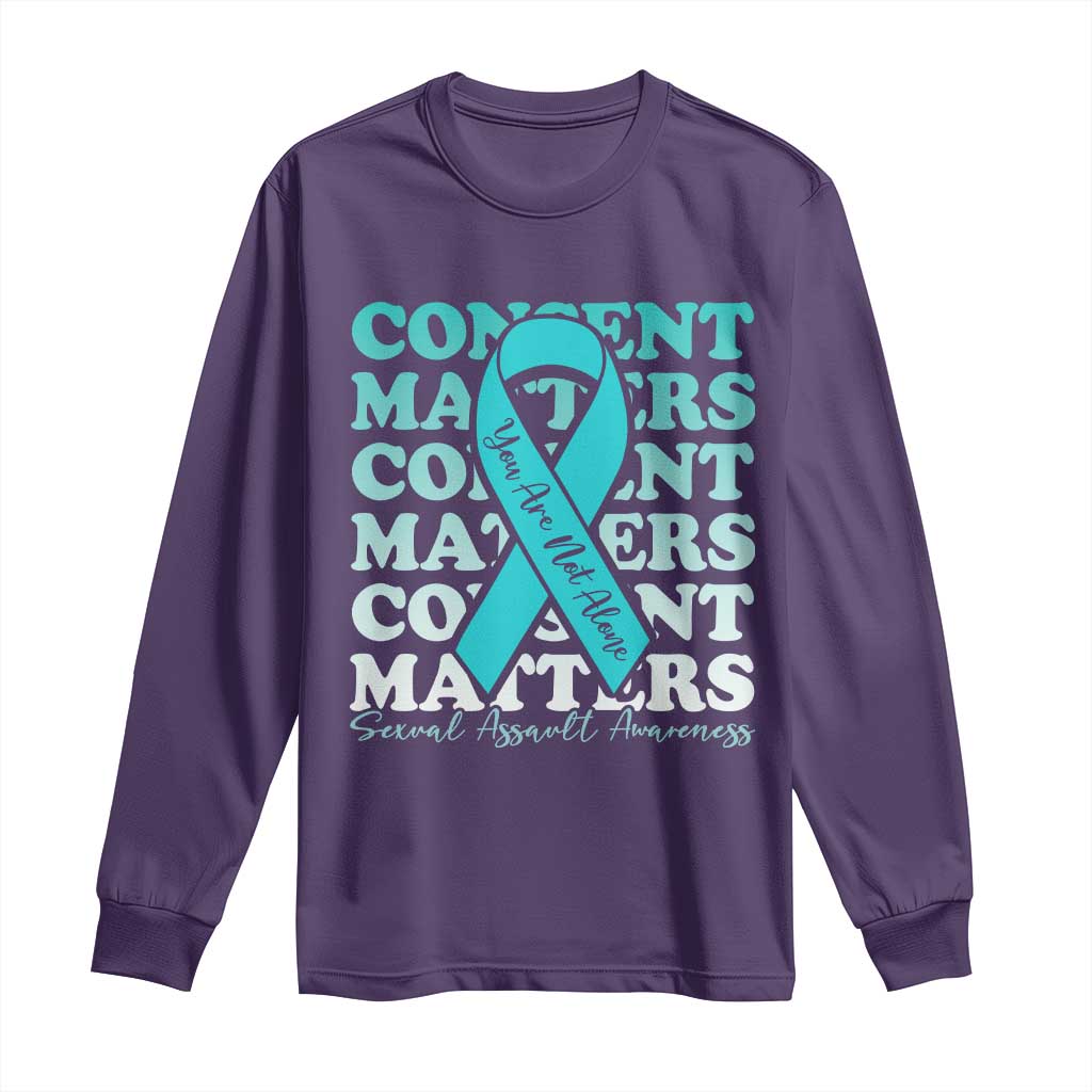 Sexual Assault Prevention Support Long Sleeve Shirt Teal Ribbon Consent Matters You Are Not Alone