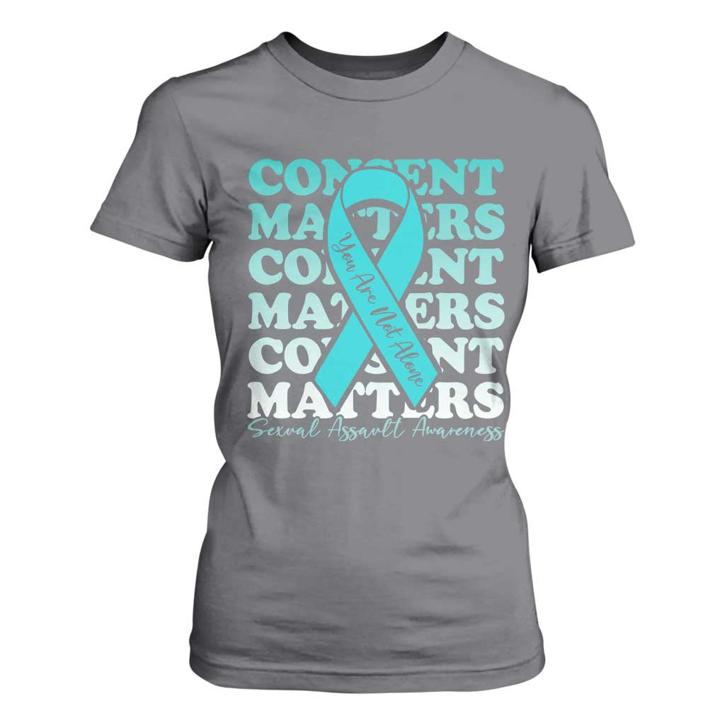 Sexual Assault Prevention Support T Shirt For Women Teal Ribbon Consent Matters You Are Not Alone