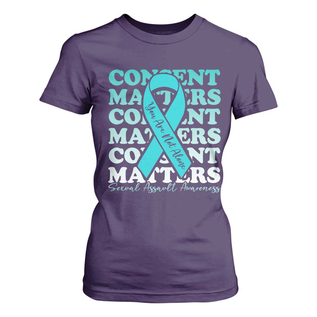 Sexual Assault Prevention Support T Shirt For Women Teal Ribbon Consent Matters You Are Not Alone